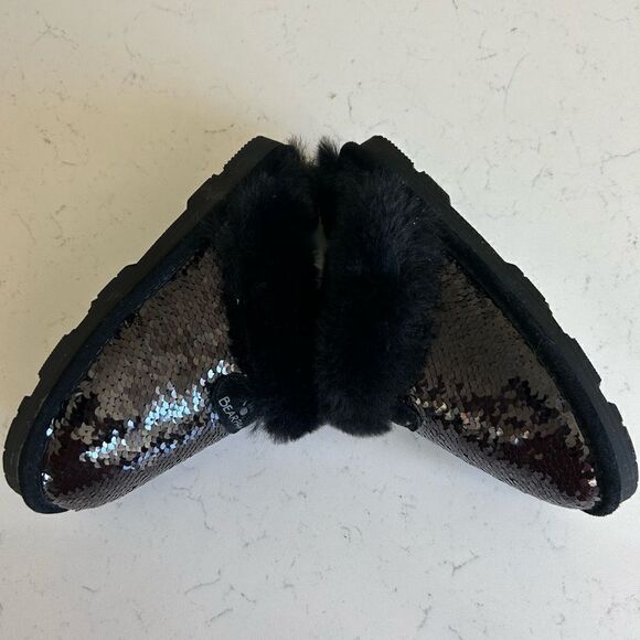 Bear paw Loki Exotic Black Sequin Slippers, Size 6, NWOT - Picture 4 of 12